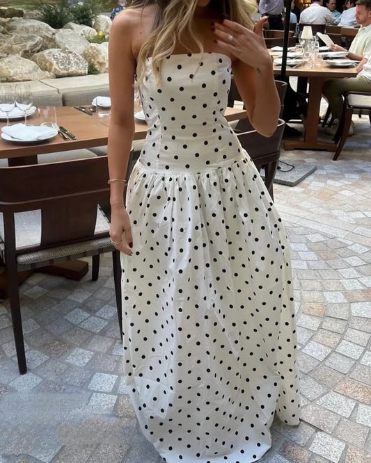 Andorra Maxi Dress | White Polka