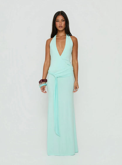 So Major Draped A-line Maxi Dress | Blue