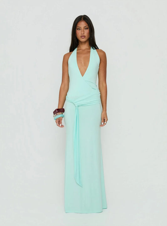 So Major Draped A-line Maxi Dress | Blue