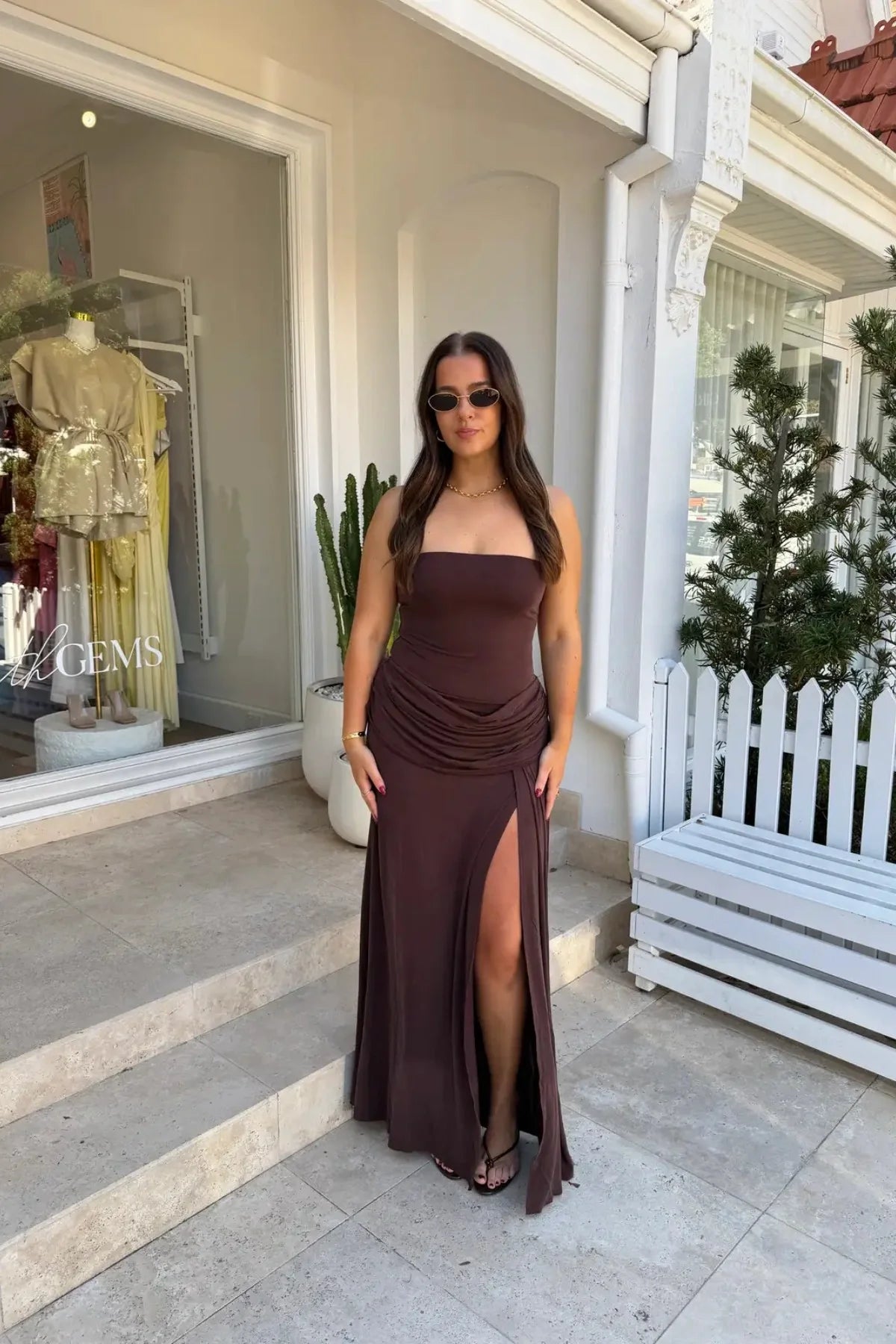 Sneaky Link Bianca Strapless Maxi | Chocolate