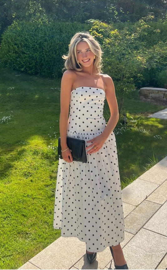 Andorra Maxi Dress | White Polka