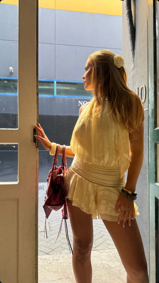 Willow Chiffon Mini Dress | Yellow