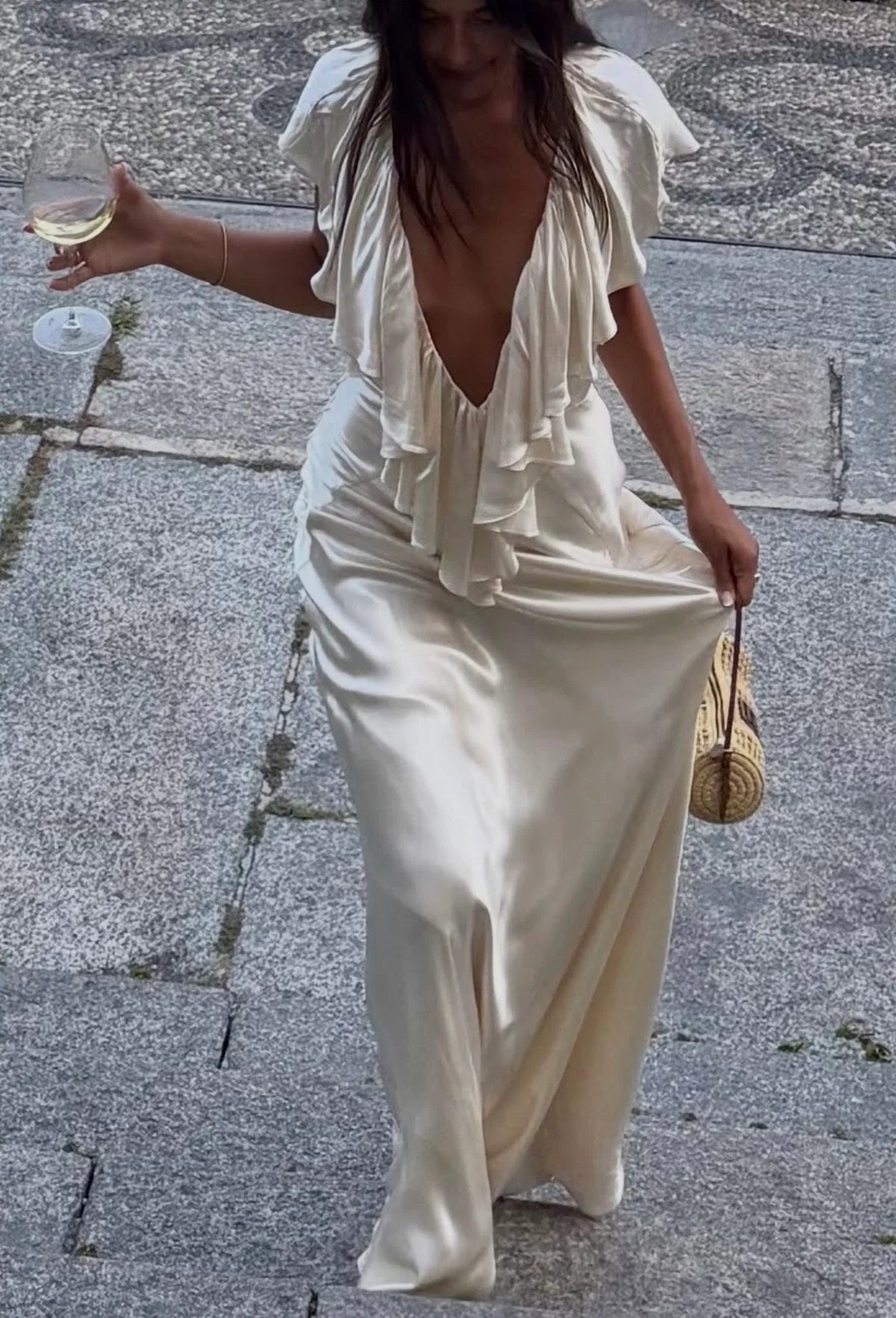 Ance Gria Clover Gown | Satin Cream