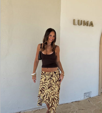 Peppermayo Low Rise Midi Skirt | Laguna Print