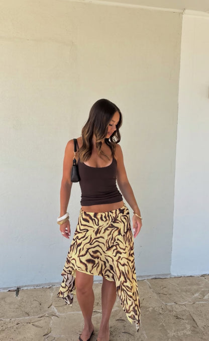 Peppermayo Low Rise Midi Skirt | Laguna Print
