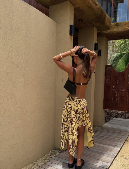 Peppermayo Low Rise Midi Skirt | Laguna Print