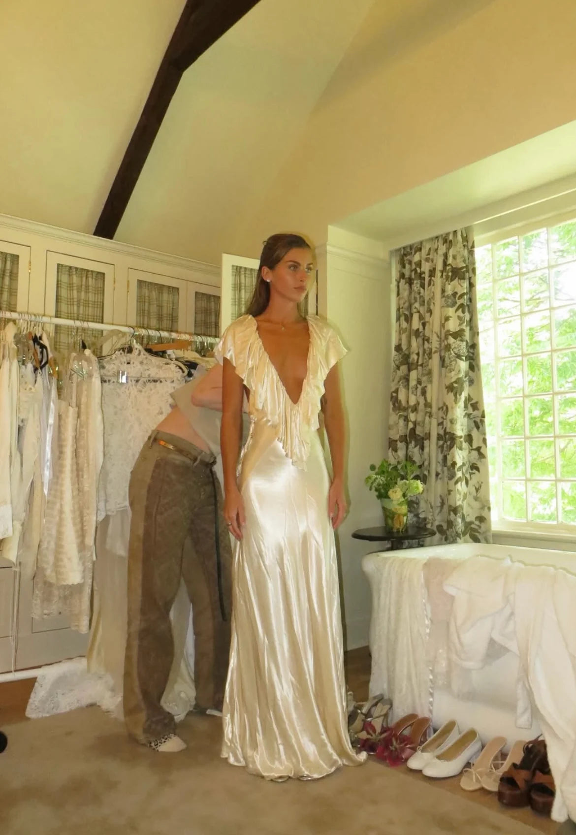 Ance Gria Clover Gown | Satin Cream