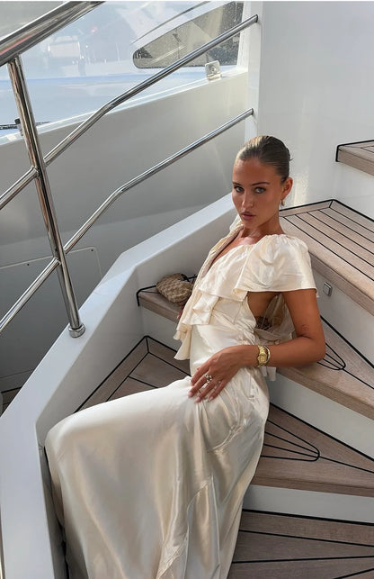 Ance Gria Clover Gown | Satin Cream