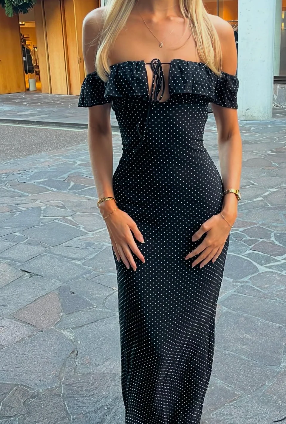 Peppermayo Scarlett Cherry Maxi Dress | Black Polka