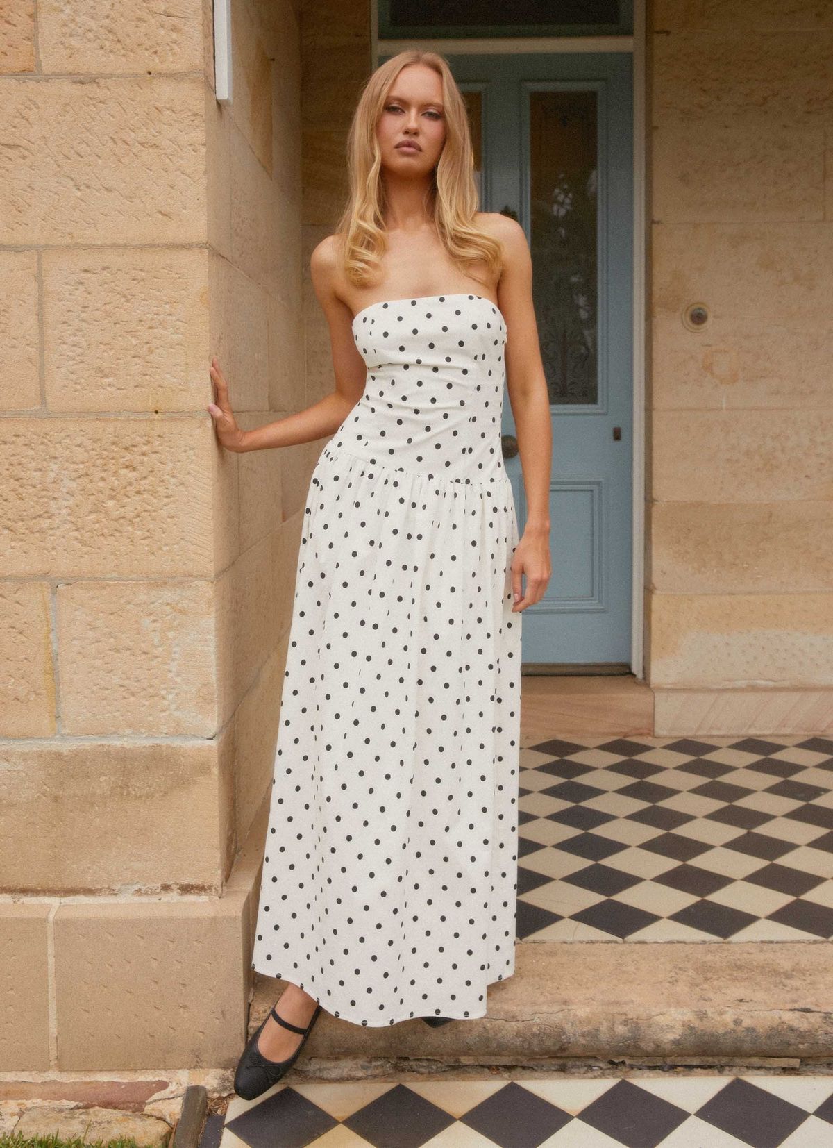 Andorra Maxi Dress | White Polka