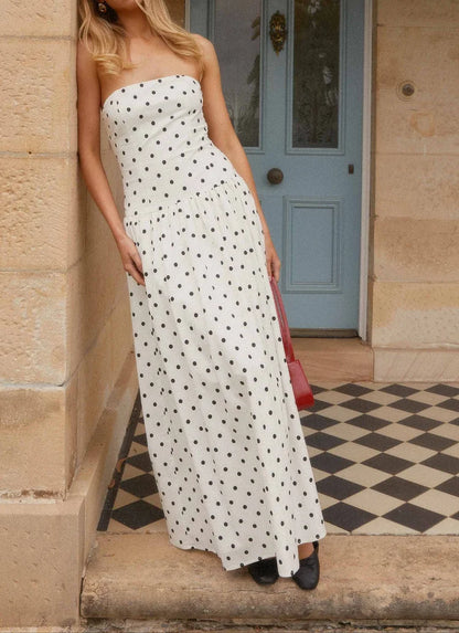 Andorra Maxi Dress | White Polka